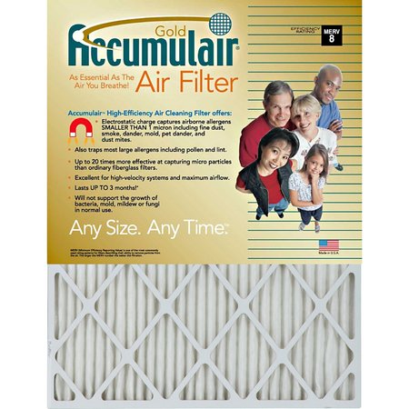 Accumulair Pleated Air Filter, 14" x 30" x 1", 4 Pack FB14X30_4